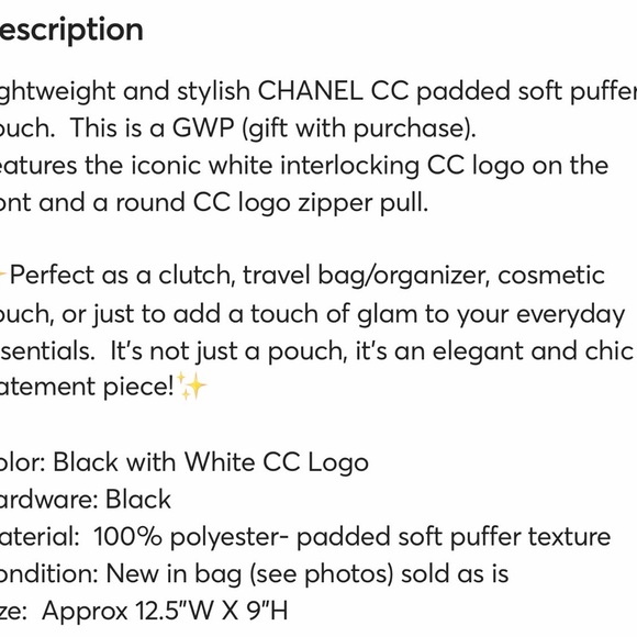 CHANEL Black Toiletry Bag for Men